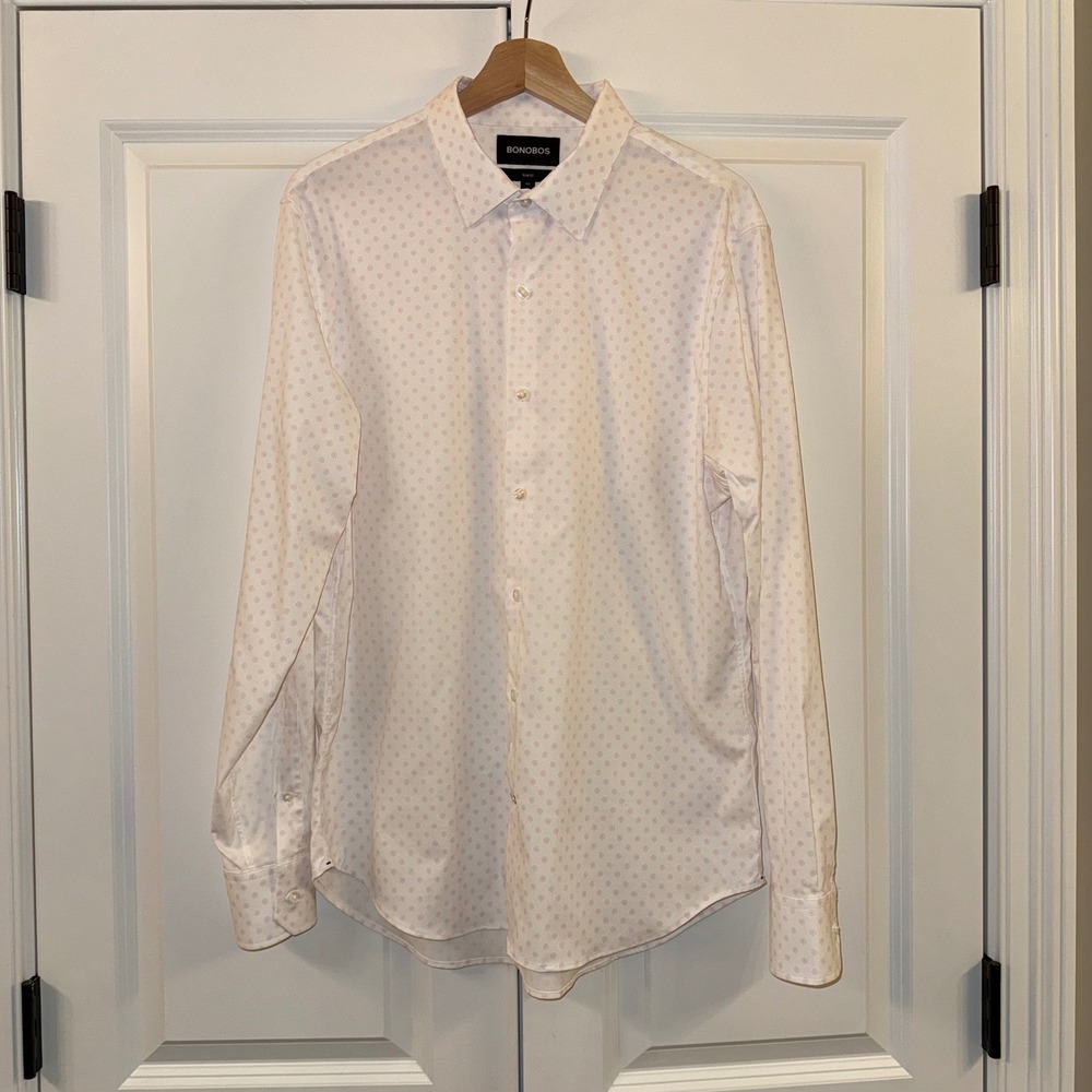 Bonobos Mens L Slim Fit Dress Shirt Long Sleeve Pink‎ Floral